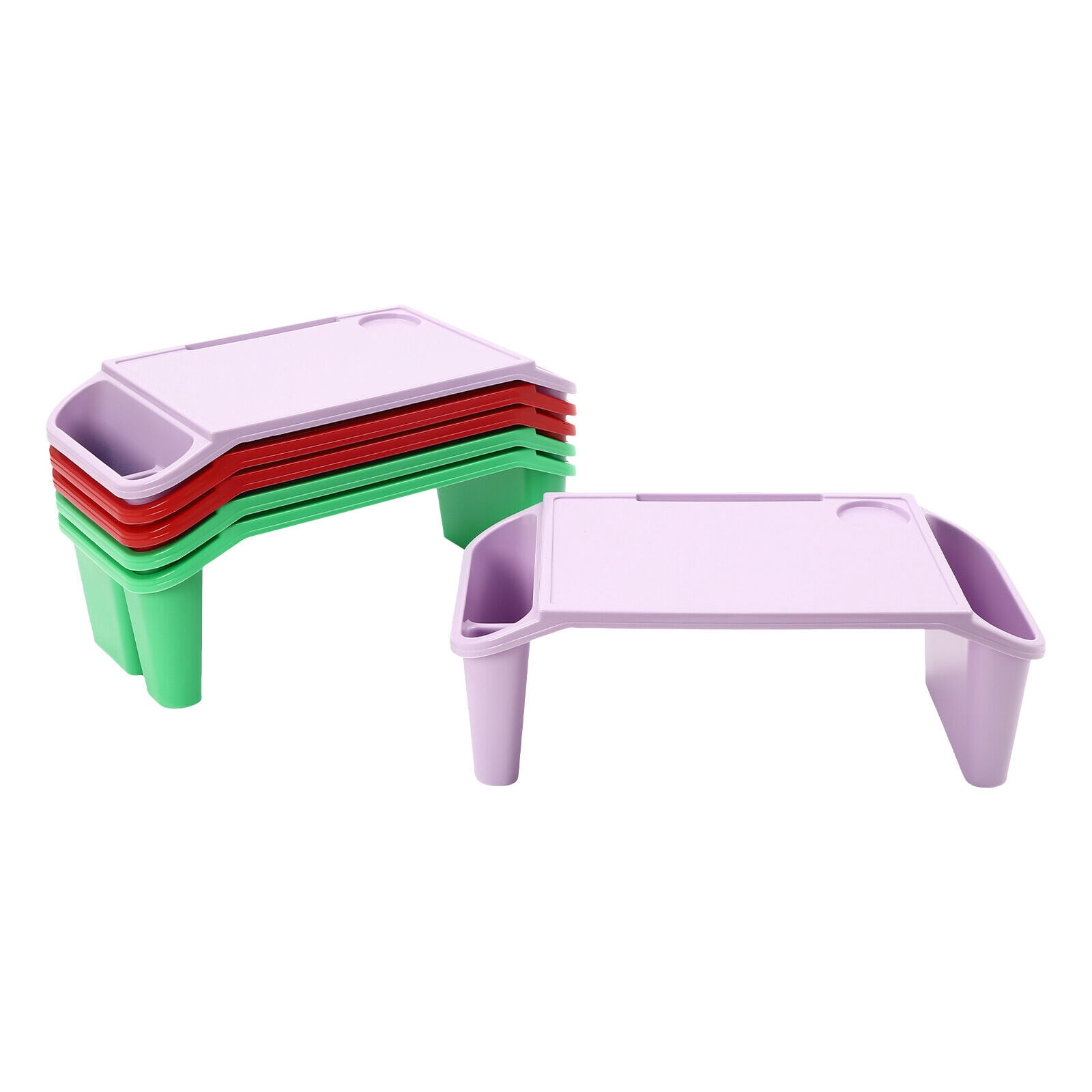 PEAKORA6 Pcs PP Kids Lap Desk Tray Plastic Breakfast Laptop Trays with Side Slots Kit