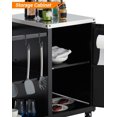 thumbnail image 6 of Grill Table for Big Green Egg Style BBQ, Heavy Duty Metal Outdoor Grill Station Prep Table with Storage, Hooks, Paper Towel Rack, Wheels, 6 of 7