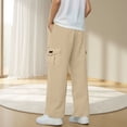 thumbnail image 6 of ZXLBBD Boys' Straight Leg Dress Pants Elastic Waist Solid Color Cargo Trousers Soft Blend for Kids School Uniform Versatile Casual Outdoor,Khaki,Size 5 Y-6 Y, 6 of 7