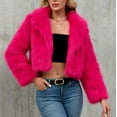 thumbnail image 6 of jtjvou Womens Ladies Warm Faux Furry Fashion Coat Jacket Winter Solid Color Turn Down Collar Outerwear CoatPink M, 6 of 9