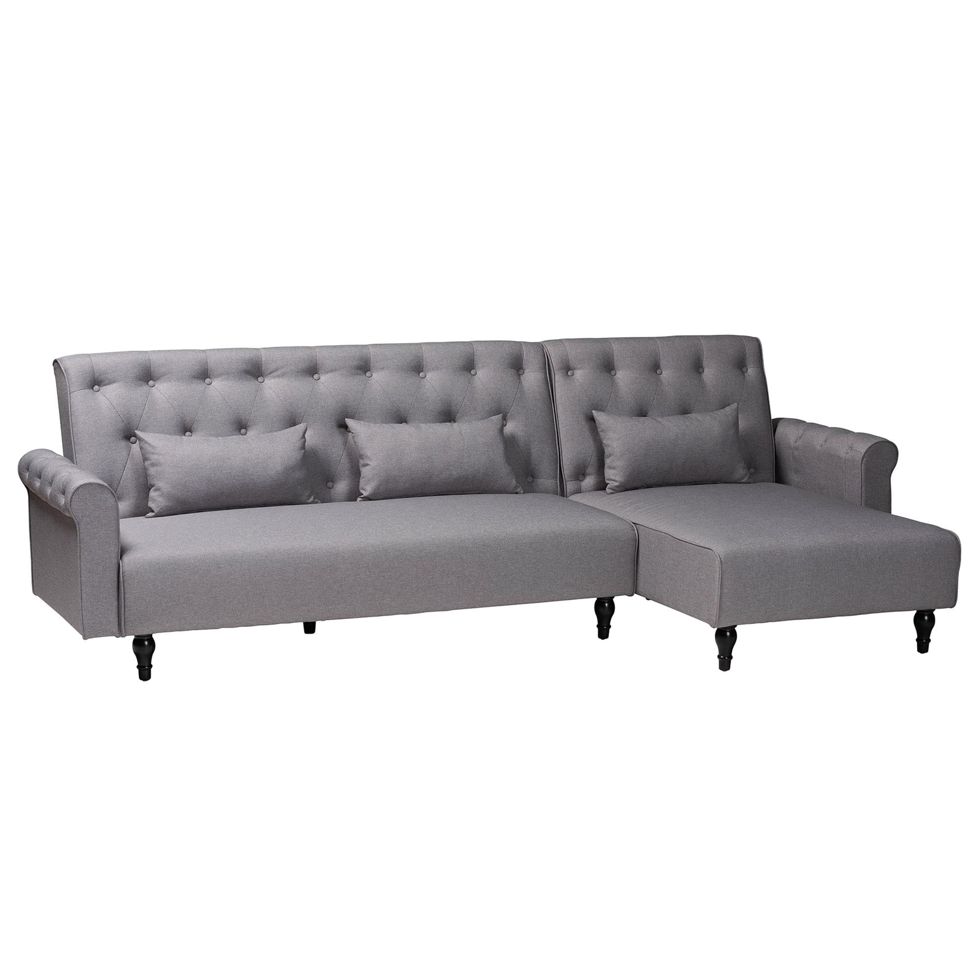 Baxton Studio Chesterfield Retro-Modern Convertible Sleeper Sofa, 104.5" W, Black