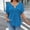 Blue, variant on Women's Plus Size Tops Solid Color V Neck Ribbed Brushed Mock Pocket Short Sleeve Tee