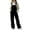 Black, variant on Women Overalls Velvet Bib Front Button Straps Wide Leg Two Side Pockets Solid Colors for Fall Winter Everyday and Casual Outings