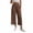 #0367-Brown, variant on Women's Capri Pants Elastic Waist Crinkle Textured Cropped Pants for Retro Minimalist Daily Wear Loose Straight Leg Linen-Like Bottoms Gift