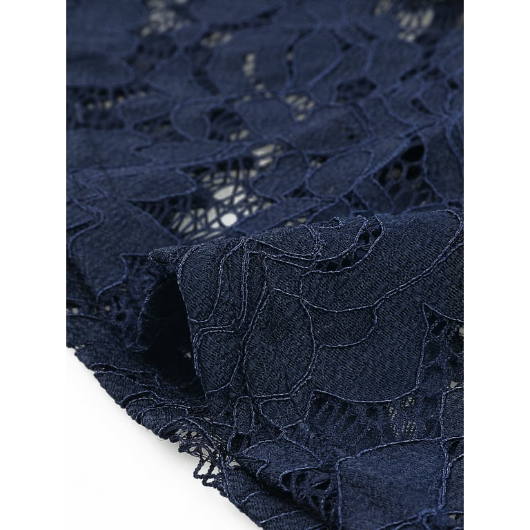 Unique Bargains Women s Plus Size Sheer Shrug Cardigan Floral Lace Shrugs Tops 1x Royal Blue Size 1XL