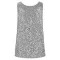 thumbnail image 6 of Sparkly Sleeveless Tank Camisole Loose Round Neck Party Tops Color: Grey Size: S, 6 of 7