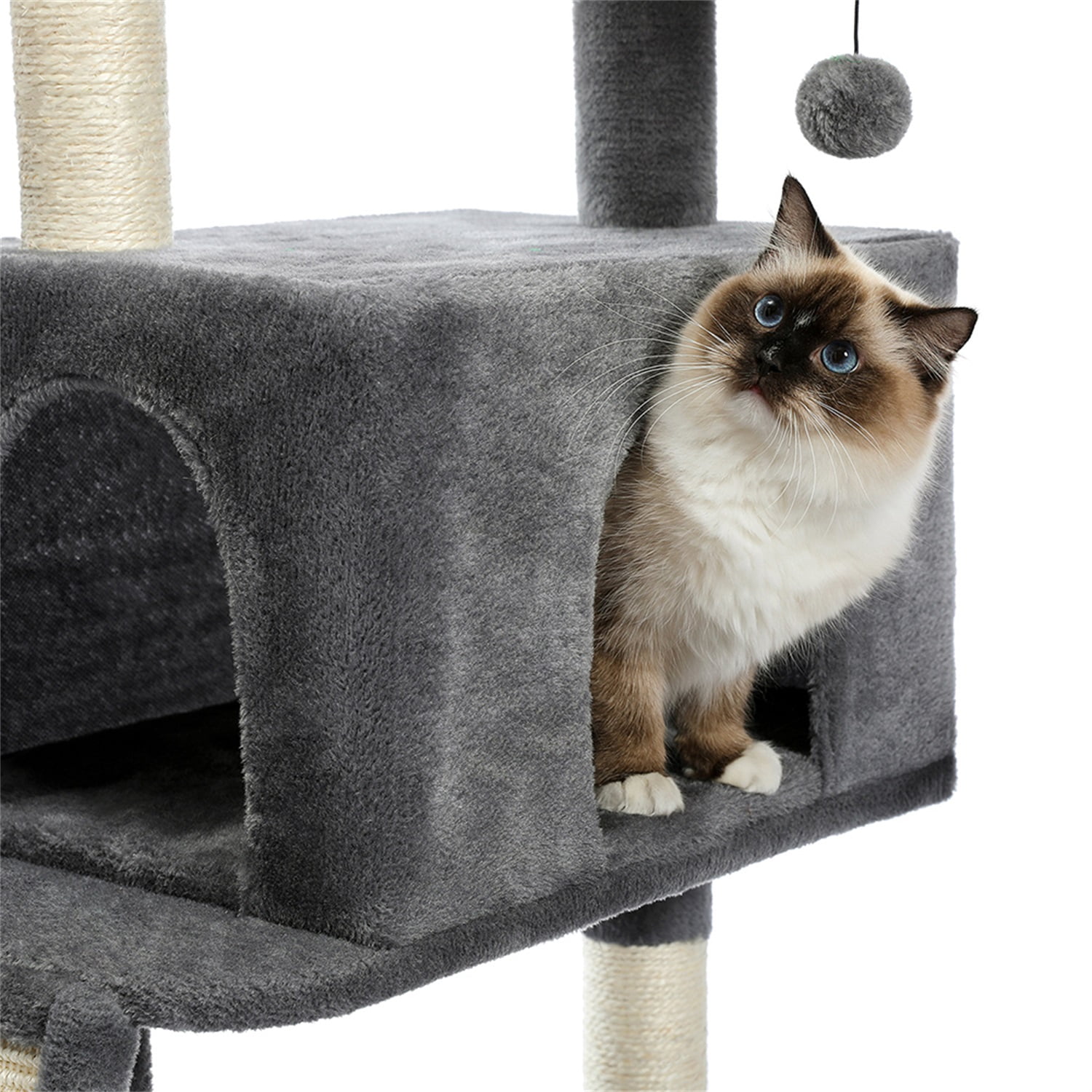 Pefilos 48" Multi-Level Cat Tree Modern Cat Condo for Large Cats with Scratching Board for Big Cat Tower for Indoor Cats, Gray Pefilos 48" Multi-Level Cat Tree Modern Cat Condo for Large Cats with Scratching Board for Big Cat Tower for Indoor Cats, Gray