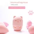 thumbnail image 4 of Estuche para guardar huevos de maquillaje de belleza, funda protectora portátil de silicona para viajes, caja de almacenamiento a prueba de polvo Meow puff, 4 of 6