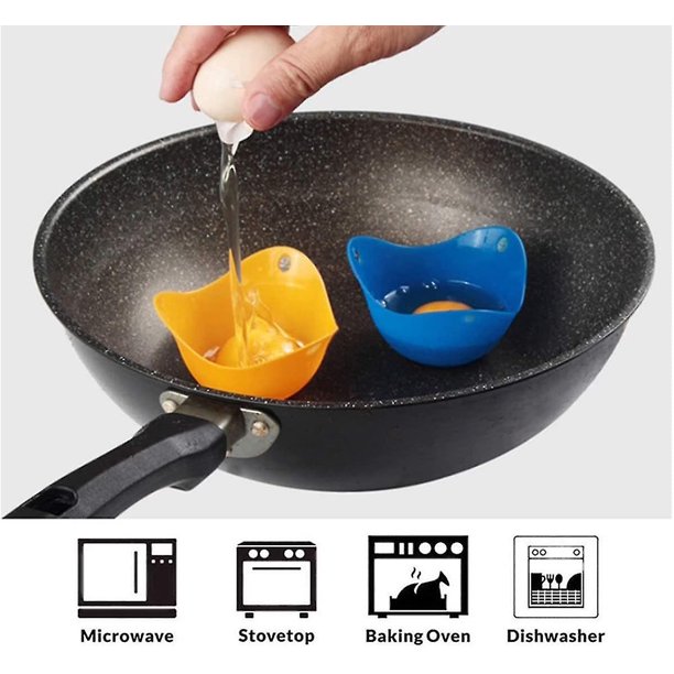 Escalfadores de huevos de silicona 2 piezas Vaporizador de huevos escalfados Huevo de silicona Cazador furtivo Vainas de carne Juego de fabricación de huevos escalfados sin Bpa, Caldera de huevos de silicona Grado alimenticio LingWen 8390605719134