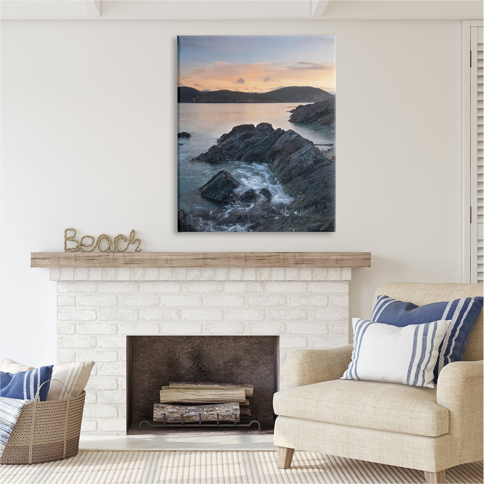 Stupell Industries Rocky Sea Cliffs Landscape Photography Gallery Wrapped Canvas Art Print Wall Art, 36 x 48