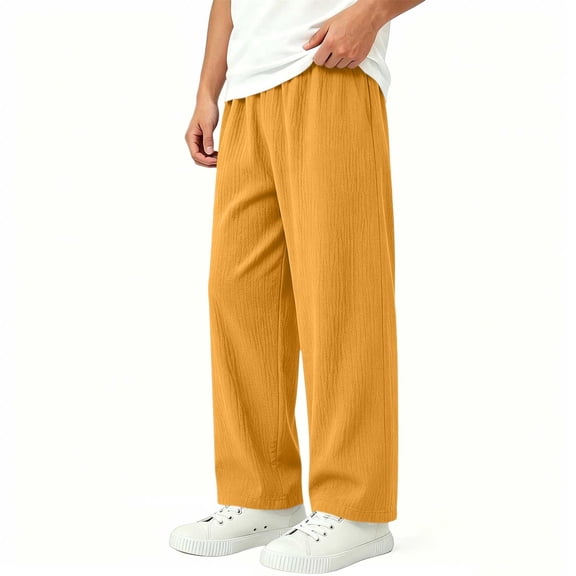 LJEFF Kids Elastic Waist Wide Leg Pants, Casual Soft Loose Solid Color Boys and Girls Trousers Yellow Size 6 Years