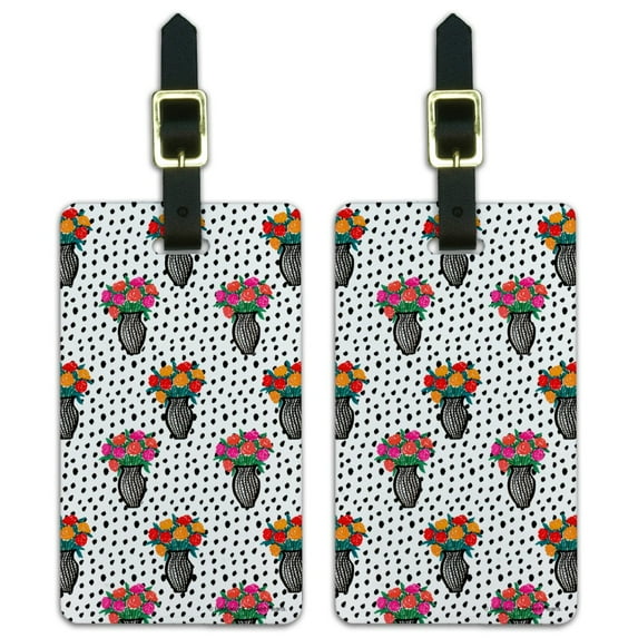 Flower Vases Pattern Luggage ID Tags Suitcase Carry-On Cards - Set of 2