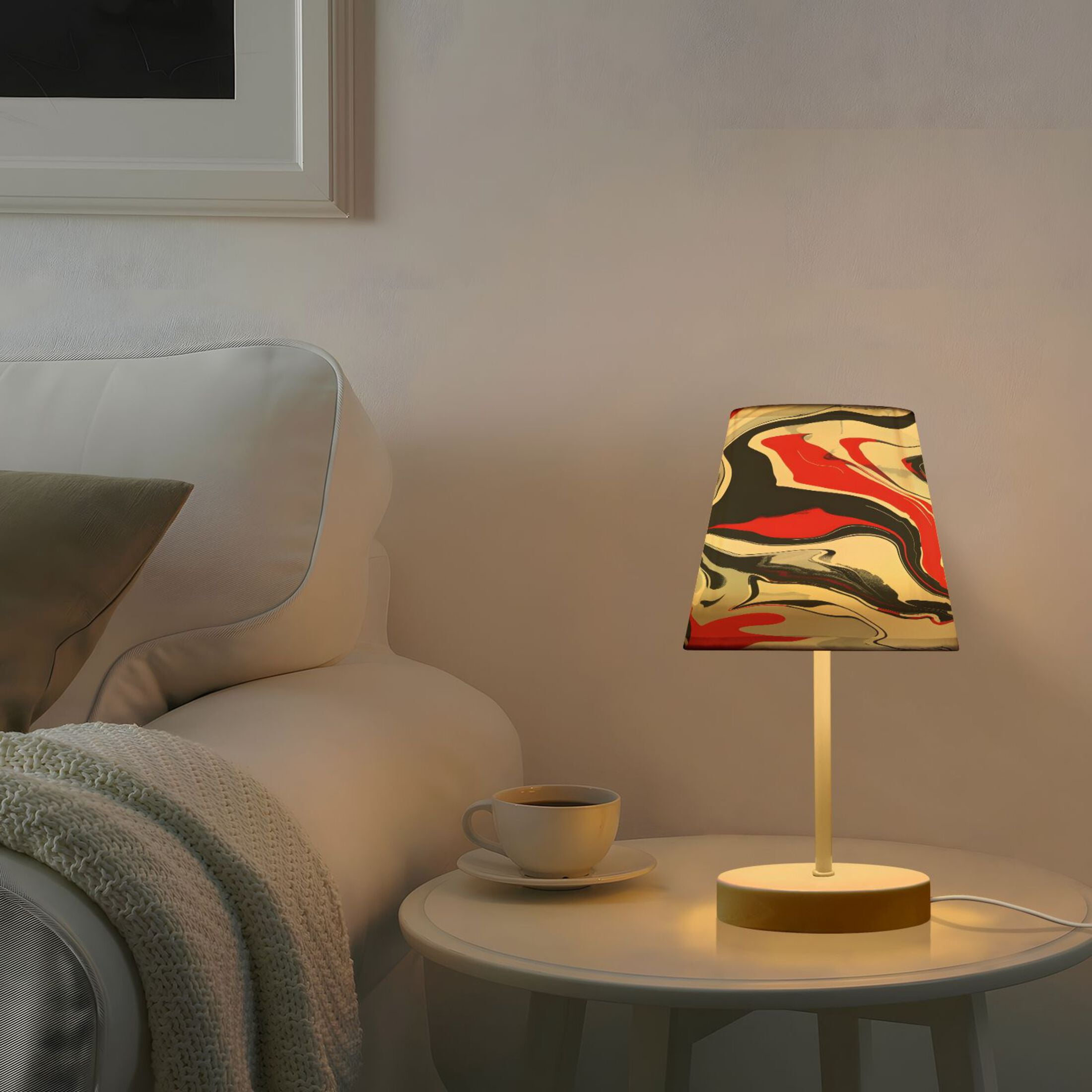 Red Black Liquid Marble Desk Lamp LED Table Nightstand Lamps with 3 Color Temperatures for Home Bedroom Living Room Decor 8x12