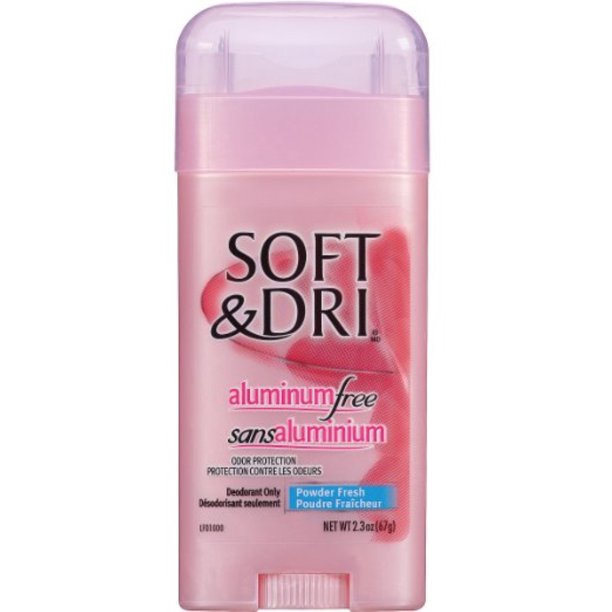 Soft & Dri Aluminum Free Deodorant Solid, Powder Fresh 2.3 oz (Pack of