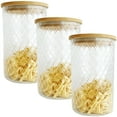 thumbnail image 1 of JS Gourmet - Set of 3 Embossed Glass Containers with Airtight Lid, 1500ml Capacity, 1 of 1