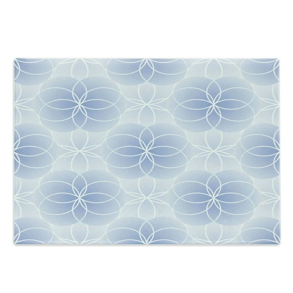 Geometry Cutting Board, Proportion of the World with Intersecting Concentric Spiral Art, Decorative Tempered Glass Cutting and Serving Board, Large Size, Pale Blue, by Ambesonne