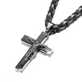 thumbnail image 6 of EOEMY Bible Jesus Cross Pendant Stainless Steel Necklace Byzantine Chain For Men Women-Silver Black-22Inch Or 55Cm, 6 of 6