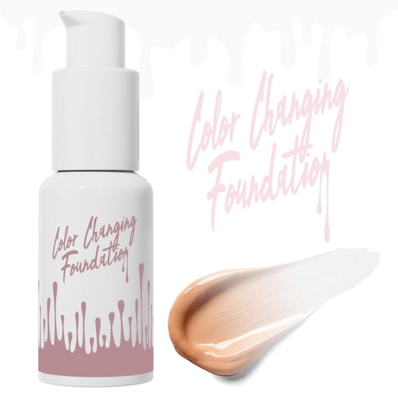 Color Changing Foundation,Foundation Makeup,Temperature Color Changing Foundation, Natural Sheer Light Finish Long Lasting No Transfer Adhering Liquid Foundation for Daily Face Makeup(3.7in)