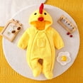 thumbnail image 5 of CUZIBR Halloween Boy Girl Fuzzy Chick Onesie Animal Romper Jumpsuit Hooded Zip Up Long Sleeve Soft Cosplay Party Clothes,Yellow,1-3 Months, 5 of 8