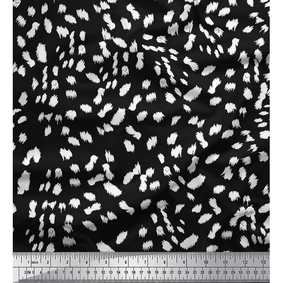 Soimoi Black Cotton Duck Fabric Cow Animal Skin Printed Craft Fabric by the Yard 44 Inch Wide