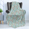 thumbnail image 4 of Flowers Soft Flannel Fleece Throw Blanket, Watercolor Art Style Flying Crane Birds Pink Sakura Cherry Blossoms Exotic, Cozy Plush for Indoor and Outdoor Use, 50" x 70", Multicolor, by Ambesonne, 4 of 5