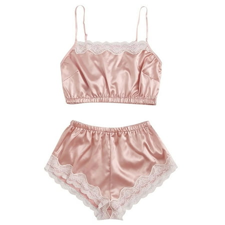 

Pajamas for Women Sexy Pajamas for Women New Sexy Elegant Lace Lingerie Silk Underwear Sleepwear Underwear Pajamas Satin Clearance Sleepwear Set Pajamas for Women Nightgown Pink M