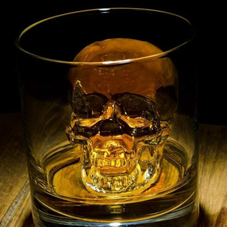 3D Black Flexible Silicone Skull Shape Ice Cube Tray Mold Whiskey Ice Ball  Maker