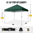 thumbnail image 6 of CROWN SHADES 8x8 Pop Up Canopy with One Push Setup Easy Outdoor Sun Shade for Events Parties Camping Forest Green, 6 of 7