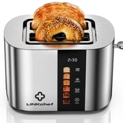 LINKChef Touch Screen 2-Slice Toaster, Stainless Steel, 6 Shade Settings, Timer Countdown