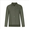 thumbnail image 4 of Kddylitq Summer Button Down Shirts for Women Cotton Linen Collared Tops Long Sleeve Gauze Blouses 2024 Casual Work Clothing Army Green L, 4 of 7