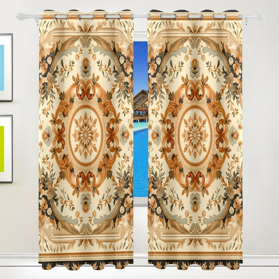 Boho Pattern Bohomia Black Out Curtains 84 Inch Length for Bedroom Living Room Windows 2 Panels Set