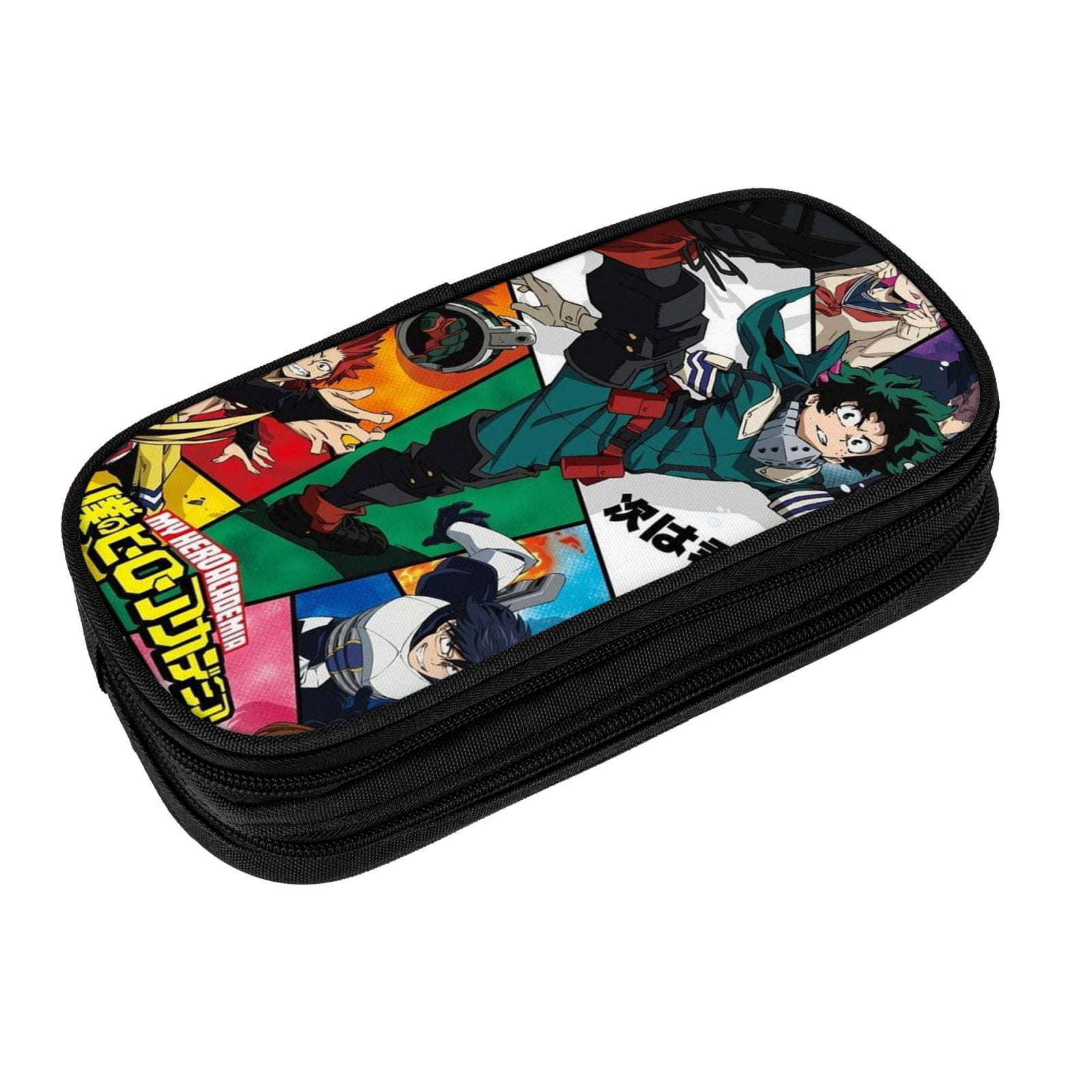 My Hero Academia Pencil Case Large Capacity Pencil Pouch Pen Bag Office Stationery Organizer Travel Makeup Bag Black