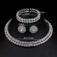thumbnail image 5 of SmartBy 3 Pcs/Set Women Jewelry Set Rhinestone Double-layered Floral Decor Necklace Earrings Bracelet Set Adjustable Length Bride Wedding Jewelry for Prom Banquet, 5 of 6