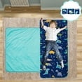 thumbnail image 4 of Toddler Nap Mat with Pillow and Blanket,Extra Large Sleep Slumber Bags for Preschool Kindergarten Boys Girls(Green Dinosaur), 4 of 7