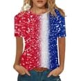 thumbnail image 1 of Fiudx Liquidación de Ahorros de Verano Camiseta con Cuello Redondo y Estampado Informal a La Moda para Mujer, 1 of 5