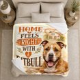 thumbnail image 5 of Home Feels Right Pitbull Watercolor Dog Art, Playful Festive Scene, Warm Flannel Blanket for Living Room and Bedroom, Dog Moms Valentine's Day Gift, Festive Home Decor, 5 of 9