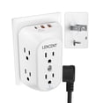 thumbnail image 1 of LENCENT Multicontacto Pared USB, Adaptador de Enchufe 3 a 2 Clavijas con 6 Tomas AC, Puerto PD 20W y 2 Puertos USB A, 1728J Protección contra Sobretensiones, 1 of 8