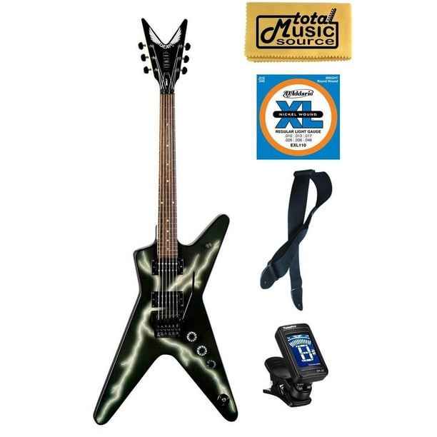 Dean Dimebag Black Lightning Bolt ML Electric Guitar, Floyd Rose Bundle,  BBOLTF PACK 