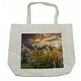 thumbnail image 1 of Landscape Shopping Bag, Panoramic Image of Dandelions in High Tatra, Eco-Friendly Reusable Bag for Groceries Beach and More, 15.5" X 14.5", Cream, by Ambesonne, 1 of 2