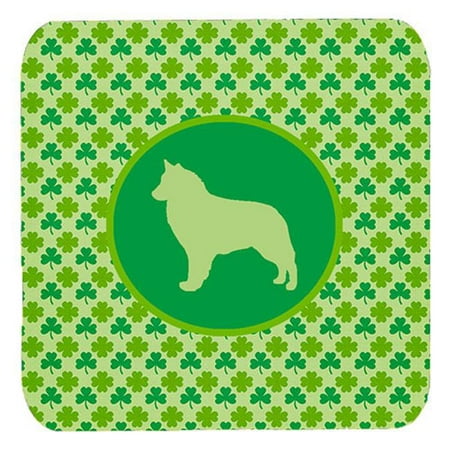 

Belgian Sheepdog Lucky Shamrock Foam Coasters Set Of 4