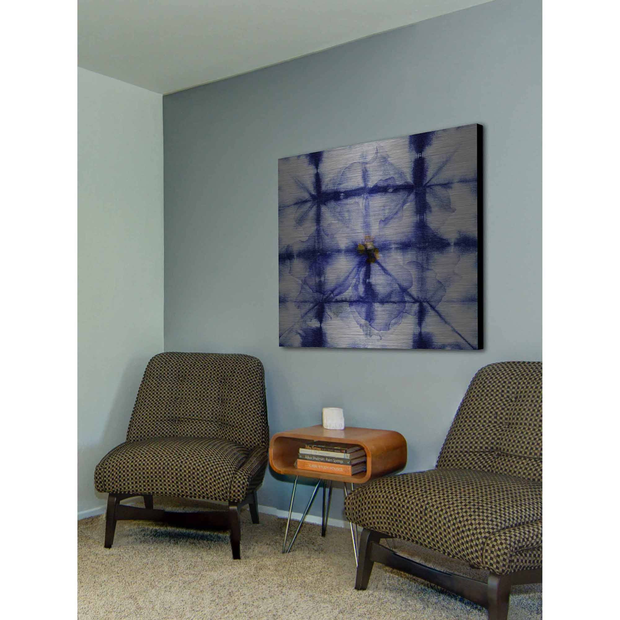 Parvez Taj  'Boxed in Blue' Painting Print on Brushed Aluminum 18 x 18