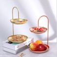 thumbnail image 4 of Plato de fruta de doble capa de lujo ligero nórdico, plato de refrigerio moderno creativo, tienda con plato de dulces de recepción, plato de fruta para sala de estar en casa, 4 of 5
