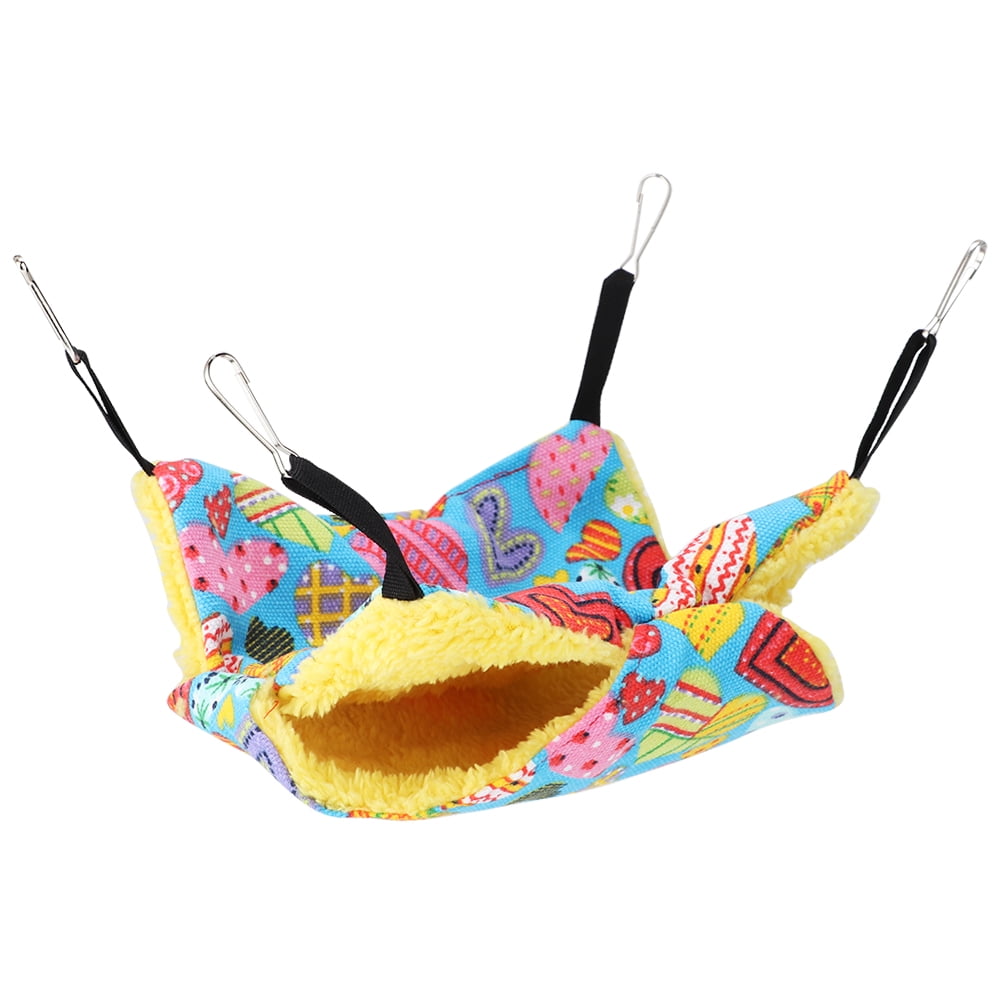 Suodoka Small Animal Hamster Warm Winter Double Deck Hammock Hanging Bed Cage with Hooks, Peach Heart, Pink, 7.87 x 7.87 inches / 20 x 20 cm, Sugar Glider Sleeping Bag, Rat Chinchilla Guinea Pig