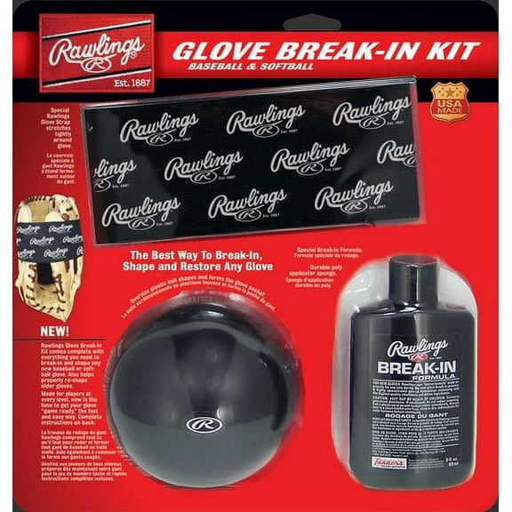 Rawlings Glove Break-In Kit - Break-In Formula, Applicator Sponge, Glove Wrap & Oversized Ball