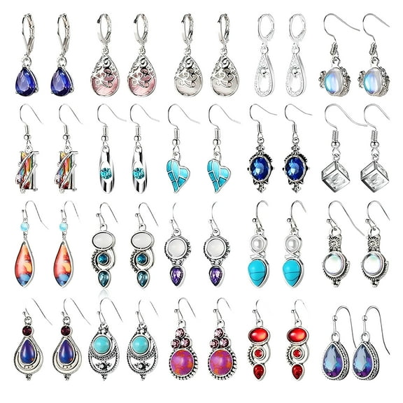 DESIGNICE 20Pairs Earrings Set,Alloy Earring Sets for Women,Vintage Crystal Dangle Earrings for Women,Hypoallergenic Earrings for Weddings,Parties,Dances and Banquets,20Pairs
