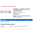 thumbnail image 2 of Grille Shell - Compatible with 1991 - 1993 Dodge D150 1992, 2 of 2