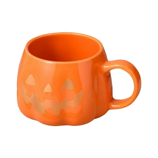 Taza de calabaza, taza de jugo de gato de calabaza, taza de regalo de Halloween, taza de dibujos animados, taza de cerámica, café Oro