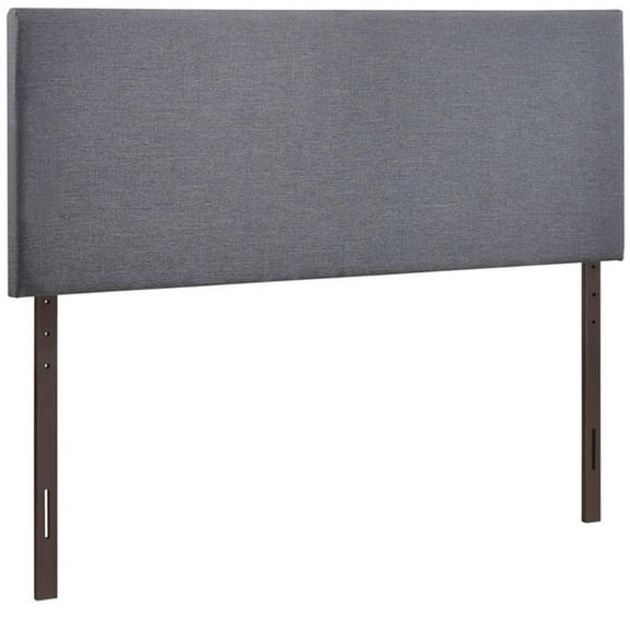 Pemberly Row Queen Upholstered Linen Fabric Headboard in Smoke Gray