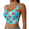 thumbnail image 2 of Fotbe Crab Swims In The Ocean Pattern Womens' Sports Bra Longline Wirefree Padded with Medium Support Sports Moisture-Wicking Workou Vest,Tank Top-, 2 of 7