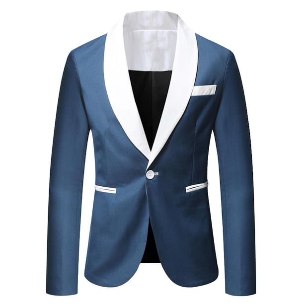Hombres Casual Slim Fit Sólido Traje de un botón Slim Fit Traje de contraste Chaqueta con abertura en la espalda Pompotops oipoqjl40248